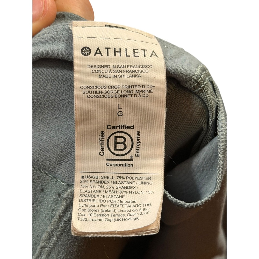 Athleta Size Large Crop Bra Sports Bra Tank Blue Peach Tie Dye - Picture 4 of 5